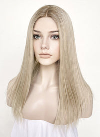Mixed Blonde With Dark Roots Straight Lace Front Kanekalon Synthetic Wig LF3235