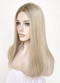 Mixed Blonde With Dark Roots Straight Lace Front Kanekalon Synthetic Wig LF3235