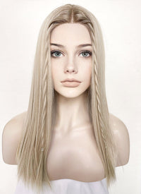 Mixed Blonde With Dark Roots Straight Lace Front Kanekalon Synthetic Wig LF3235