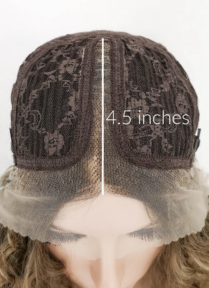 Mixed Blonde With Brown Roots Curly Lace Front Kanekalon Synthetic Wig LF3242