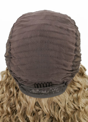 Mixed Blonde With Brown Roots Curly Lace Front Kanekalon Synthetic Wig LF3242