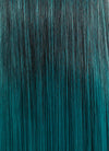 Two Tone Green Ombre Money Piece Straight Lace Front Kanekalon Synthetic Wig LF3256