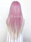 Pink Grey Ombre Straight Lace Front Kanekalon Synthetic Wig LF3262