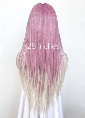 Pink Grey Ombre Straight Lace Front Kanekalon Synthetic Wig LF3262