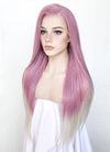 Pink Grey Ombre Straight Lace Front Kanekalon Synthetic Wig LF3262