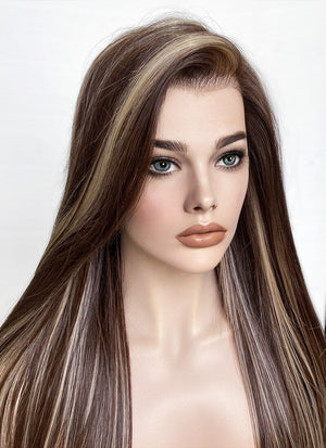 Brown Mixed Blonde Straight Lace Front Kanekalon Synthetic Wig LF3266