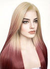 Blonde Red Ombre Straight Lace Front Kanekalon Synthetic Wig LF3269