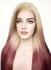 Blonde Red Ombre Straight Lace Front Kanekalon Synthetic Wig LF3269