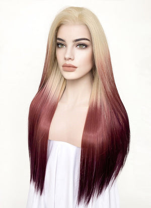 Blonde Red Ombre Straight Lace Front Kanekalon Synthetic Wig LF3269