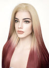 Blonde Red Ombre Straight Lace Front Kanekalon Synthetic Wig LF3269
