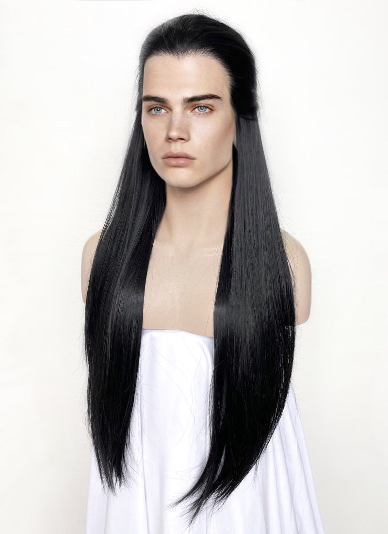 Black Straight Lace Front Synthetic Men's Wig LF3270 (Customisable)