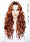 Mixed Auburn With Dark Roots Wavy Lace Front Kanekalon Synthetic Wig LF3272