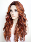 Mixed Auburn With Dark Roots Wavy Lace Front Kanekalon Synthetic Wig LF3272