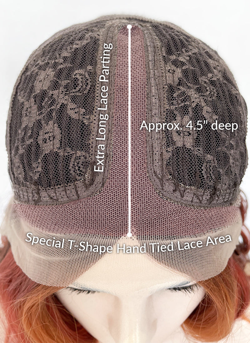 Mixed Auburn With Dark Roots Wavy Lace Front Kanekalon Synthetic Wig LF3272