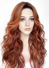 Mixed Auburn With Dark Roots Wavy Lace Front Kanekalon Synthetic Wig LF3272