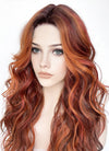 Mixed Auburn With Dark Roots Wavy Lace Front Kanekalon Synthetic Wig LF3272