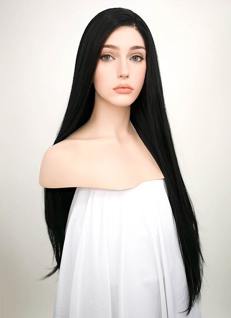 Straight Jet Black Lace Front Synthetic Wig LF327