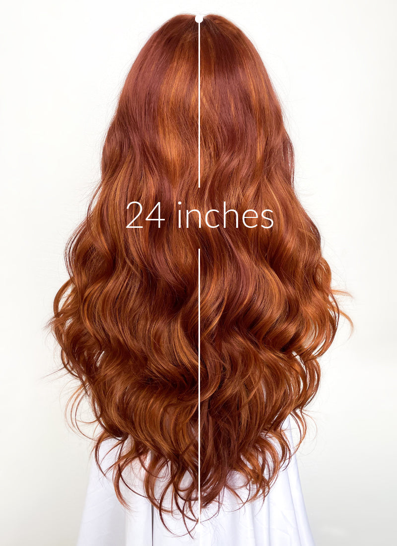 Orange Mixed Auburn Wavy Lace Front Synthetic Wig LF3284