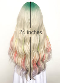 Blonde Rainbow Color Wavy Lace Front Synthetic Wig LF3288
