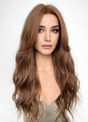 Brown Curtain Bangs Wavy Lace Front Synthetic Wig LF3294