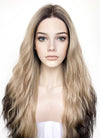 Blonde Brown Ombre With Dark Roots Wavy Lace Front Synthetic Wig LF3295