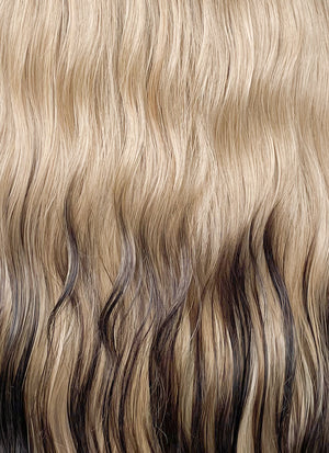 Blonde Brown Ombre With Dark Roots Wavy Lace Front Synthetic Wig LF3295