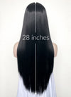 Black Grey Blue Money Piece Straight Lace Front Synthetic Wig LF3296