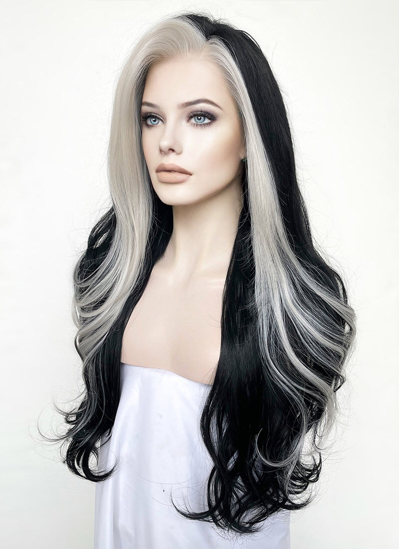 Black and Grey Money Piece Lace Front Wig | WigIsFashion