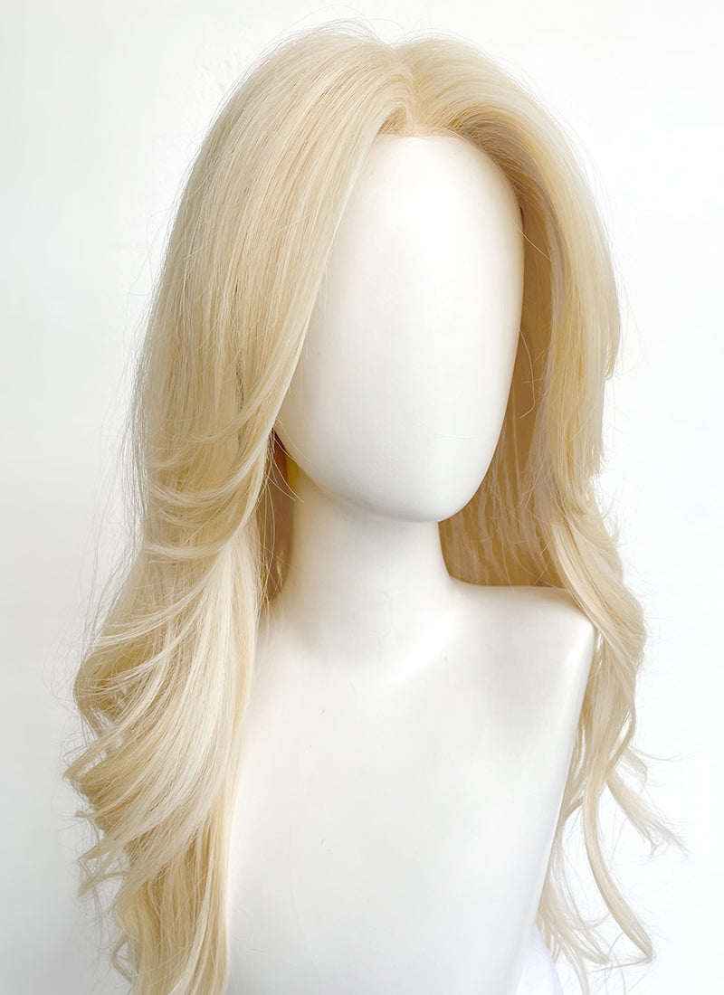 Barbie Light Blonde Curtain Bangs Wavy Lace Front Synthetic Wig LF3299A