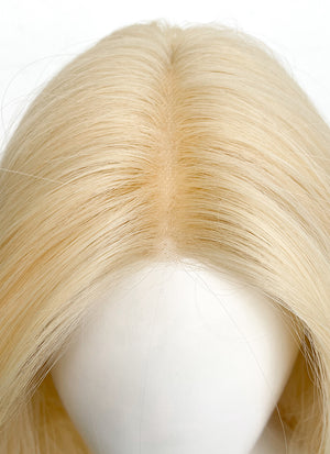 Blonde Curtain Bangs Wavy Lace Front Synthetic Wig LF3299