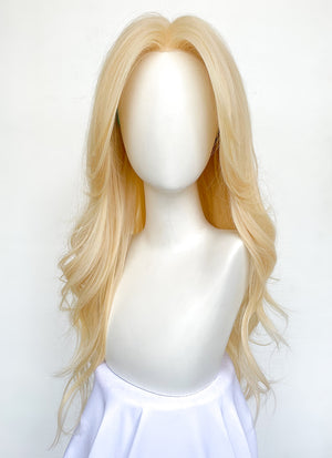 Blonde Curtain Bangs Wavy Lace Front Synthetic Wig LF3299