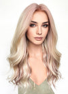 Blonde Pink Brown Mixed Curtain Bangs Wavy Lace Front Synthetic Wig LF3308