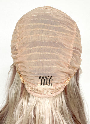 Blonde Pink Brown Mixed Curtain Bangs Wavy Lace Front Synthetic Wig LF3308