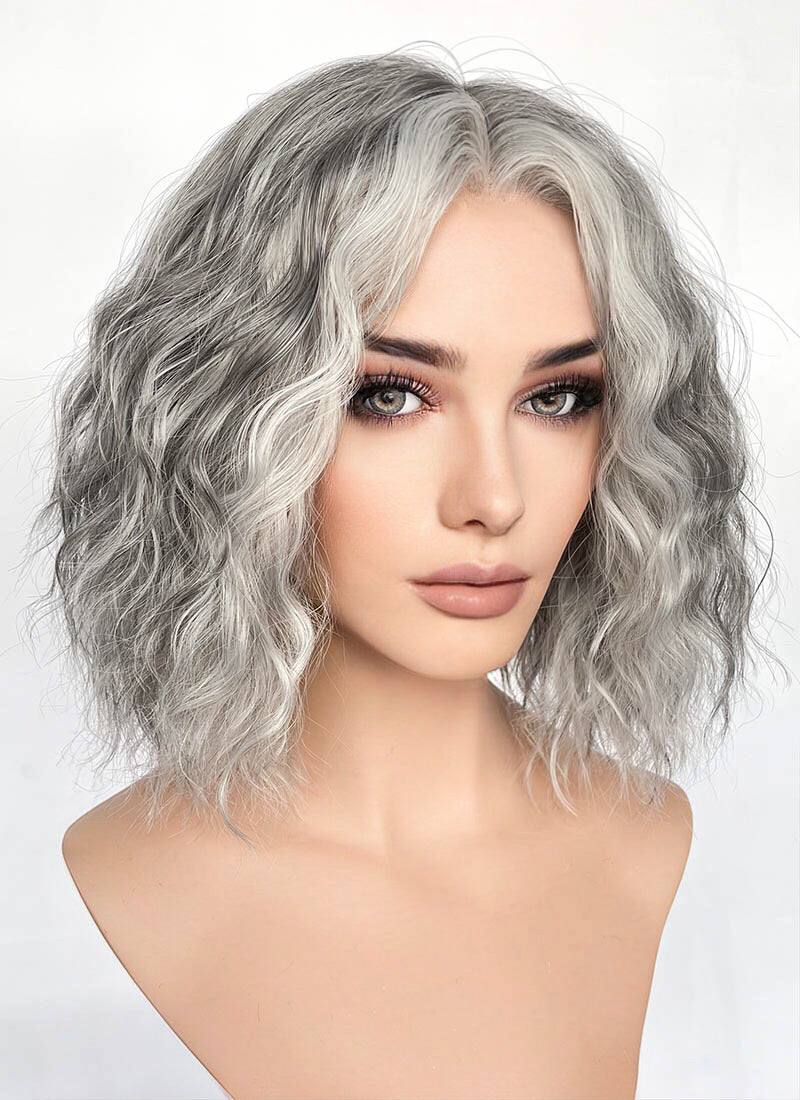 Mixed Grey Curly Lace Front Synthetic Hair Wig LF3313