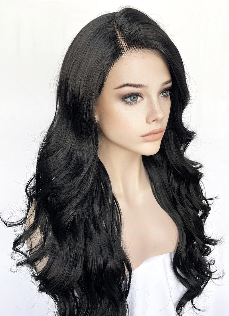 Black Wavy Lace Front Synthetic Wig | WigIsFashion – Wig Is Fashion