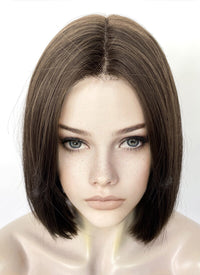 Brunette Curtain Bangs Straight Lace Front Synthetic Hair Wig LF3322
