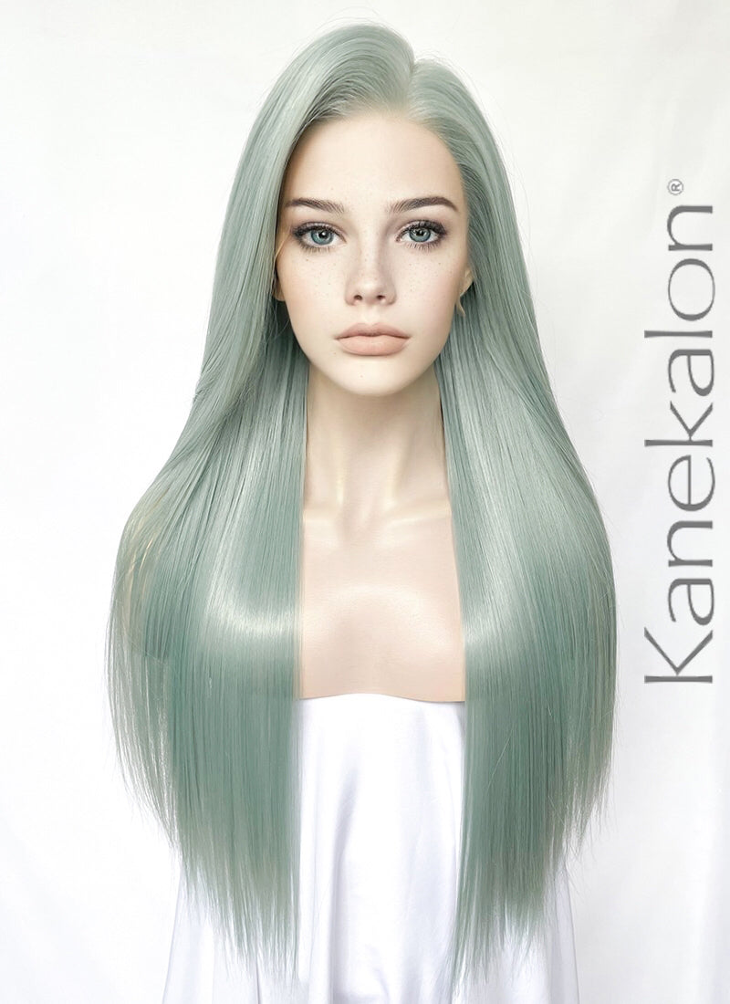 Ash Light Green Straight Lace Front Kanekalon Synthetic Wig LF3327