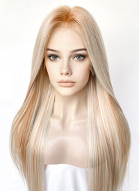 Blonde With Brown Highlights Straight Lace Front Kanekalon Synthetic Hair Wig LF3330