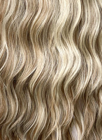 Balayage Brown With Blonde Highlights Wavy Lace Front Kanekalon Synthetic Hair Wig LF3333