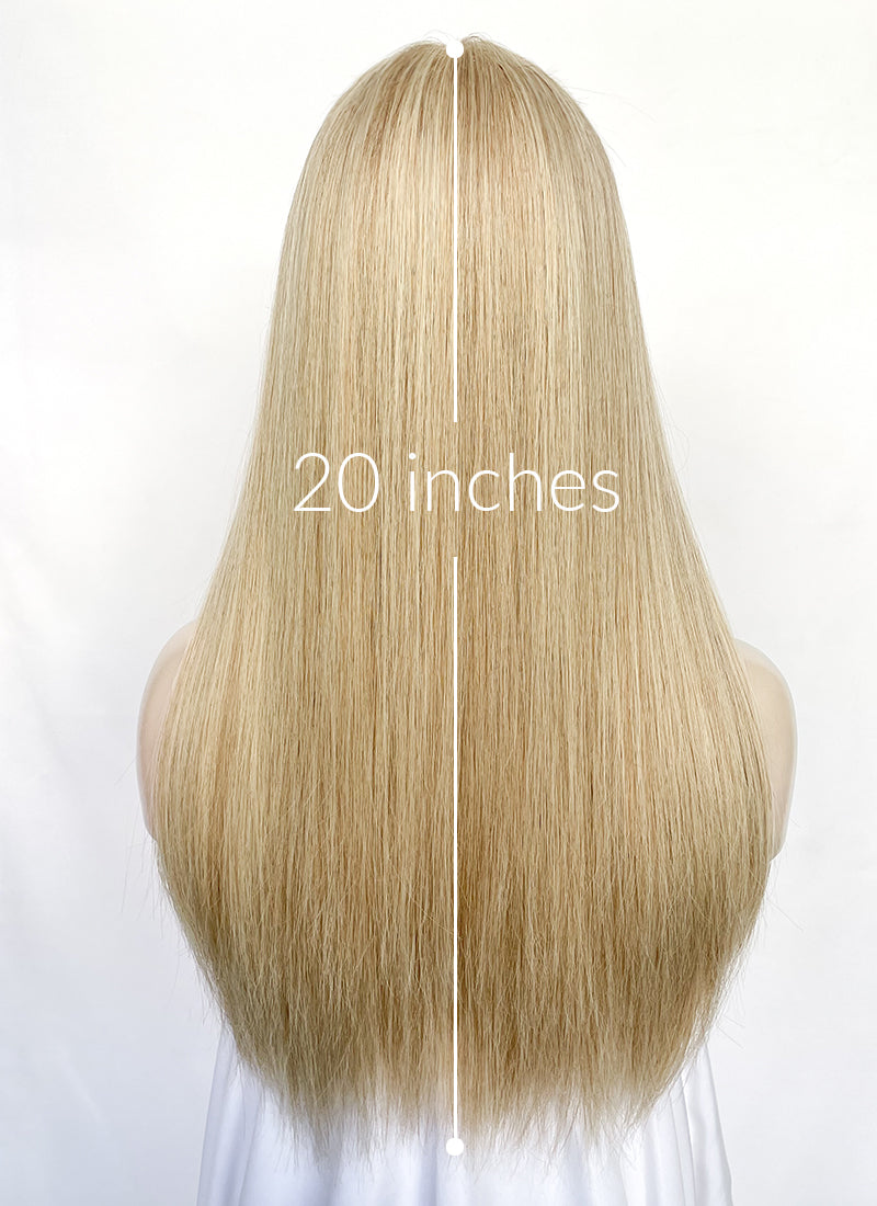 Blonde Curtain Bangs Straight Lace Front Synthetic Wig LF3336