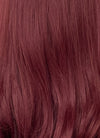 Burgundy Red Curtain Bangs Wavy Lace Front Synthetic Hair Wig LF3340