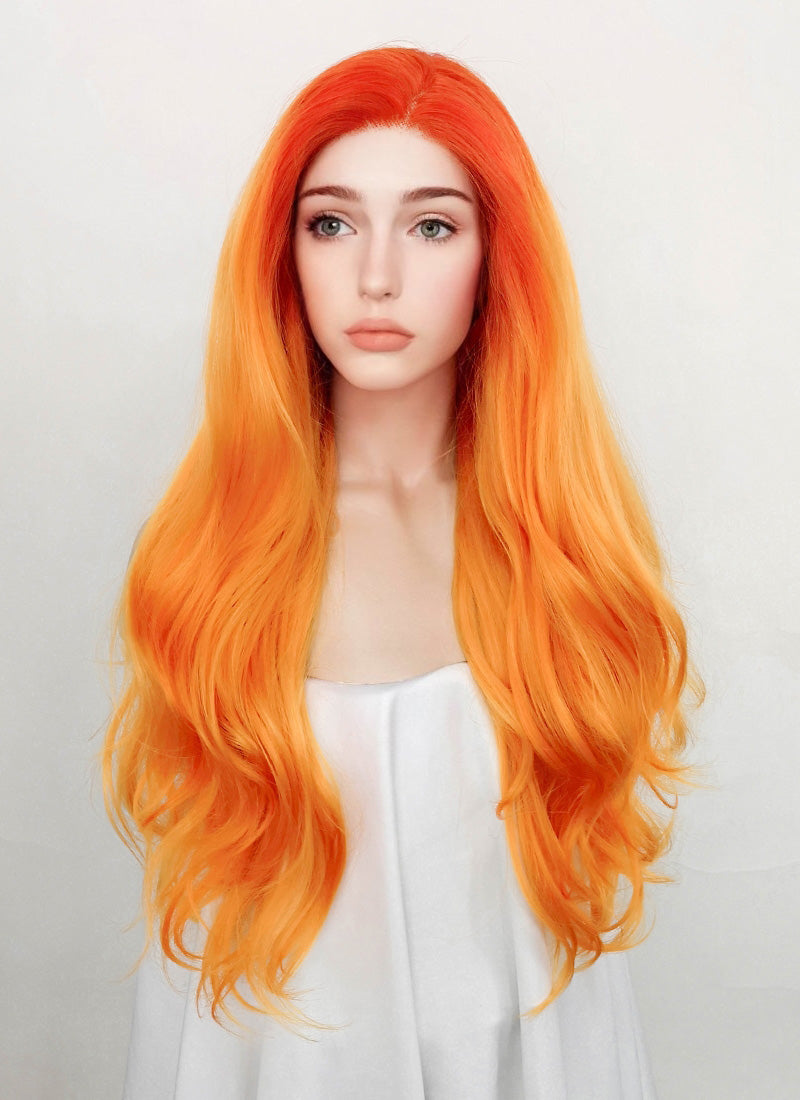 Wavy Mixed Orange Lace Front Synthetic Wig LF383