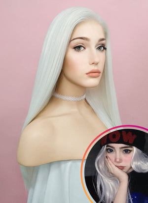Straight White Lace Front Synthetic Wig LF387