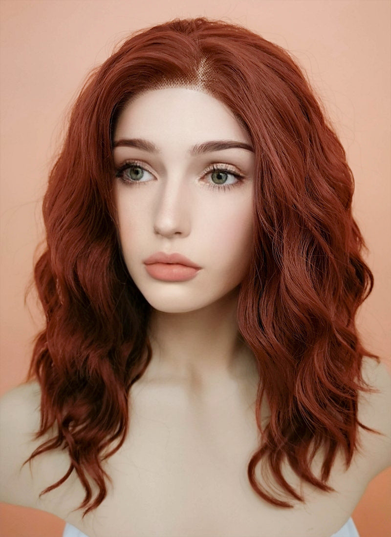 Auburn Wavy Lace Front Synthetic Wig LF409