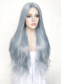 Ash Blue Straight Lace Front Synthetic Wig LF5006