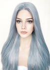 Ash Blue Straight Lace Front Synthetic Wig LF5006