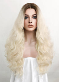 Blonde With Dark Roots Wavy Lace Front Synthetic Wig LF5085