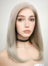 Pastel Grey Blonde Straight Lace Front Synthetic Wig LF509