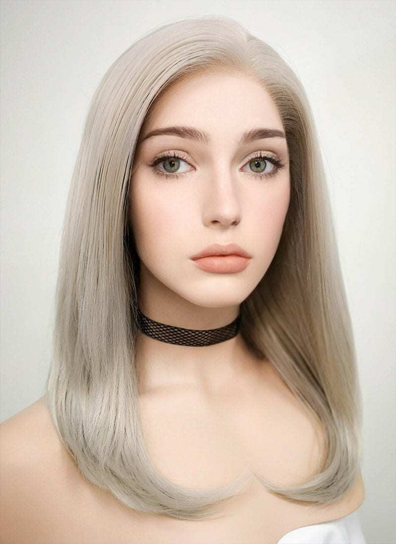 Pastel Grey Blonde Straight Lace Front Synthetic Wig LF509