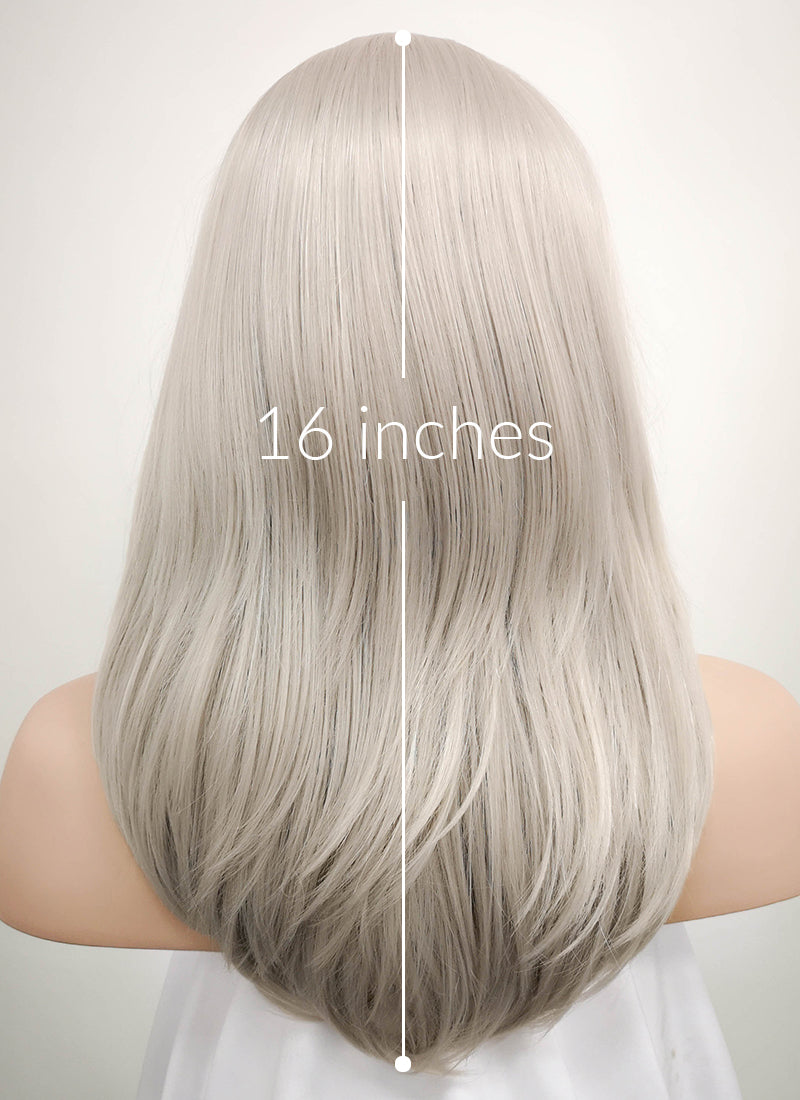 Pastel Grey Blonde Straight Lace Front Synthetic Wig LF509